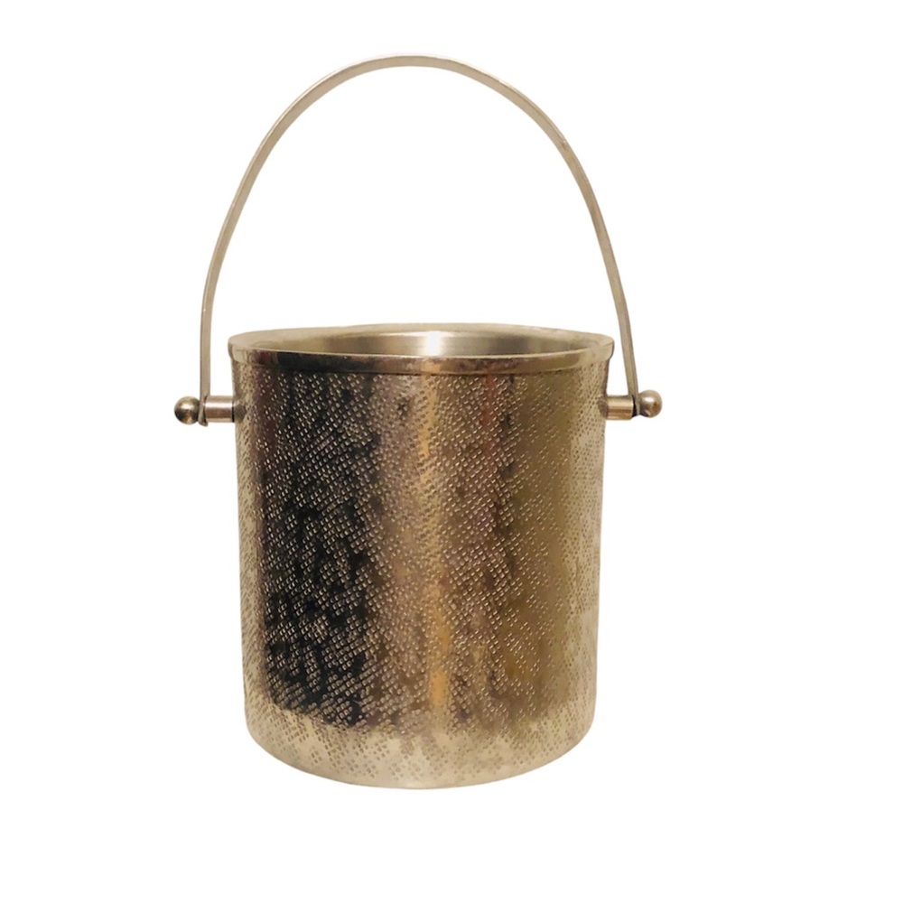 (BUNDLE) Hammered silver tone ice 🧊 bucket with ice crusher - for home bar